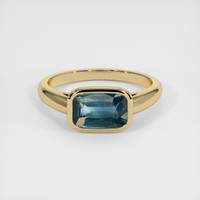 3.05 Ct. Bluish Green Sapphire Ring, 18K Yellow Gold 1