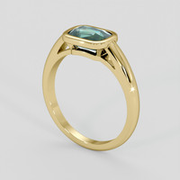 2.10 Ct. Bluish Green Sapphire Ring, 18K Yellow Gold 2