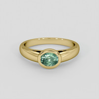 0.71 Ct. Bluish Green Sapphire Ring, 18K Yellow Gold 1