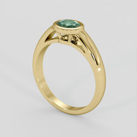 0.71 Ct. Bluish Green Sapphire Ring, 18K Yellow Gold 2