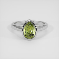 1.95 Ct. Yellowish Green Sapphire Ring, Platinum 950 1