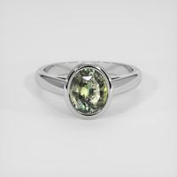 2.37 Ct. Yellowish Green Sapphire Ring, Silver 1