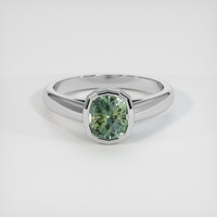 0.99 Ct. Green Sapphire Ring, 14K White Gold 1
