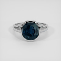 4.88 Ct. Greenish Blue Sapphire Ring, 18K White Gold 1