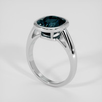 4.88 Ct. Greenish Blue Sapphire Ring, 18K White Gold 2