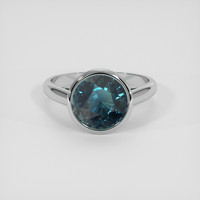 4.29 Ct. Bluish Green Sapphire Ring, 18K White Gold 1