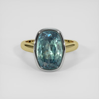 7.47 Ct. Bluish Green Sapphire Ring, 18K White & Yellow 1