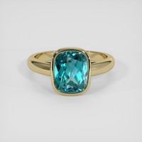 4.27 Ct. Greenish Blue Zircon Ring, 14K Yellow Gold 1
