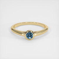 0.74 Ct. Greenish Blue Sapphire Ring, 14K Yellow Gold 1