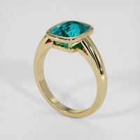 4.27 Ct. Greenish Blue Zircon Ring, 18K Yellow Gold 2