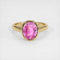 3.34 Ct. Pink Sapphire Ring, 18K Yellow Gold 1
