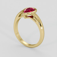 1.51 Ct. Pinkish Red Ruby Ring, 18K Yellow Gold 2