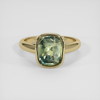 3.35 Ct. Yellowish Green Sapphire Ring, 18K Yellow Gold 1