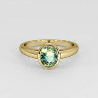 0.99 Ct. Bluish Green Sapphire Ring, 18K Yellow Gold 1