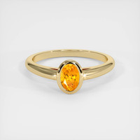 0.70 Ct. Orange Sapphire Ring, 18K Yellow Gold 1