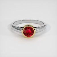 1.39 Ct. Ruby Ring, 14K Yellow & White 1