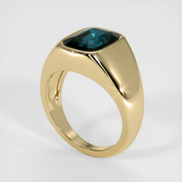5.25 Ct. Bluish Green Sapphire Ring, 18K Yellow Gold 2