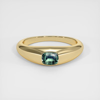 0.66 Ct. Bluish Green Sapphire Ring, 18K Yellow Gold 1