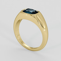 2.55 Ct. Greenish Blue Sapphire Ring, 18K Yellow Gold 2