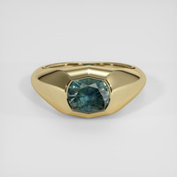 1.43 Ct. Bluish Green Sapphire Ring, 18K Yellow Gold 1
