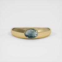 0.97 Ct. Bluish Green Sapphire Ring, 14K Yellow Gold 1