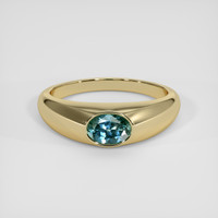 1.03 Ct. Bluish Green Sapphire Ring, 18K Yellow Gold 1