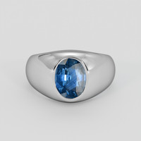 2.05 Ct. Blue Sapphire Ring, 18K White Gold 1