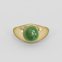 3.50 Ct. Green Jade Ring, 10K Yellow Gold 1