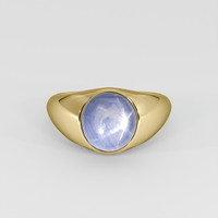 4.13 Ct. Greyish Blue Sapphire Ring, 14K Yellow Gold 1