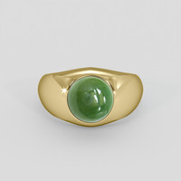 3.50 Ct. Green Jade Ring, 18K Yellow Gold 1