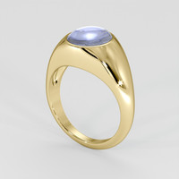 4.13 Ct. Greyish Blue Sapphire Ring, 18K Yellow Gold 2
