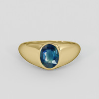 3.02 Ct. Greenish Blue Sapphire Ring, 18K Yellow Gold 1