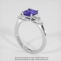 1.51 Ct. Violetish Blue Tanzanite Ring, Platinum 950 2