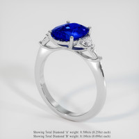 3.07 Ct. Blue Sapphire Ring, Platinum 950 2