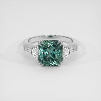 4.03 Ct. Bluish Green Sapphire Ring, Platinum 950 1