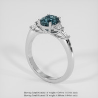 1.80 Ct. Greenish Blue Sapphire Ring, Platinum 950 2