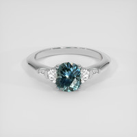 1.80 Ct. Bluish Green Sapphire Ring, Platinum 950 1