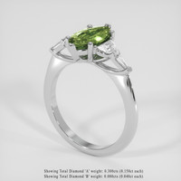 1.30 Ct. Green Sapphire Ring, Silver 2