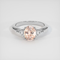1.84 Ct. Peach Sapphire Ring, 10K White Gold 1