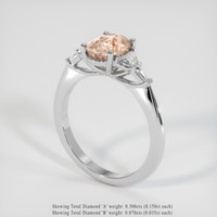 1.84 Ct. Peach Sapphire Ring, 10K White Gold 2