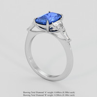 2.44 Ct. Blue Sapphire Ring, 10K White Gold 2