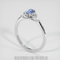 0.61 Ct. Blue Sapphire Ring, 10K White Gold 2