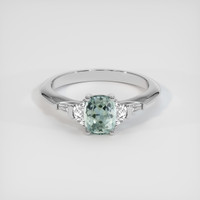 1.07 Ct. Bluish Green Sapphire Ring, 10K White Gold 1