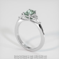 1.07 Ct. Bluish Green Sapphire Ring, 10K White Gold 2