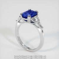 3.34 Ct. Blue Sapphire Ring, 14K White Gold 2
