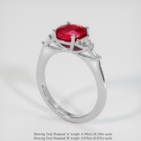 2.05 Ct. Ruby Ring, 14K White Gold 2