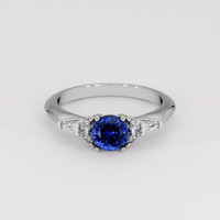 0.82 Ct. Blue Sapphire Ring, 14K White Gold 1