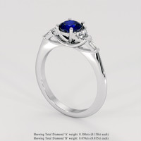 0.82 Ct. Blue Sapphire Ring, 14K White Gold 2