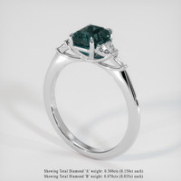 2.03 Ct. Greenish Blue Sapphire Ring, 14K White Gold 2