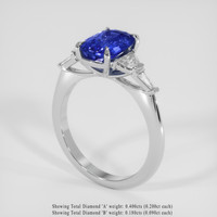 3.02 Ct. Blue Sapphire Ring, 14K White Gold 2